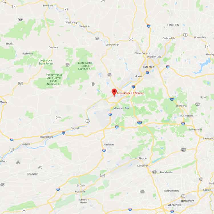 Service map | Louis Cohen & Sons Inc., we offer a wide variety of metal recycling services for the residents and businesses in northeastern Pennsylvania